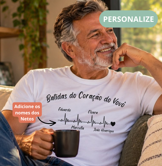 Camiseta Personalizada - Batidas do Coração do Vovô