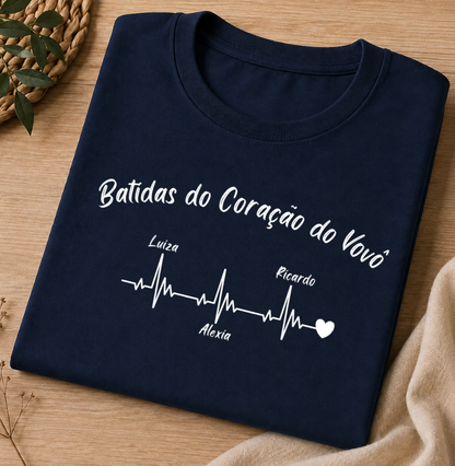 Camiseta Personalizada - Batidas do Coração do Vovô