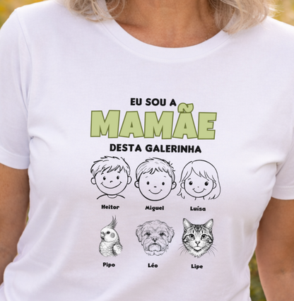 Camiseta Personalizada  Mamãe desta galerinha Filhos e Pets
