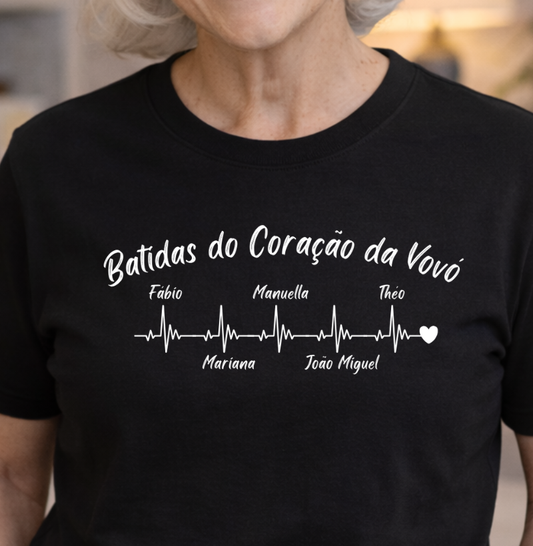 Camiseta Personalizada - Batidas do Coração da Vovó