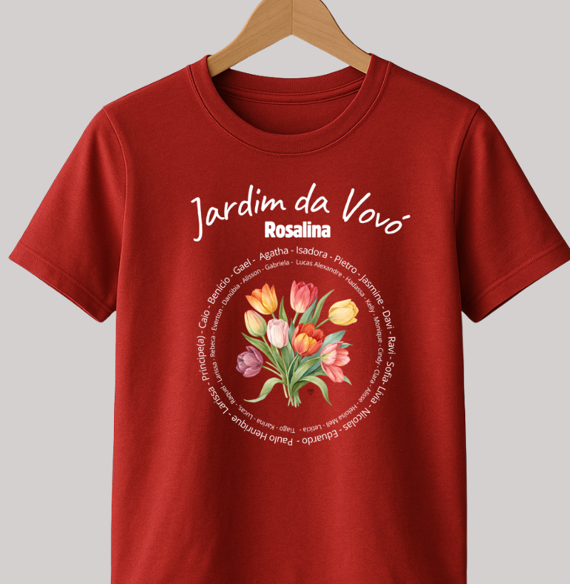 Camiseta Personalizada Jardim da Vovó, Bisavó Buquê de Flores
