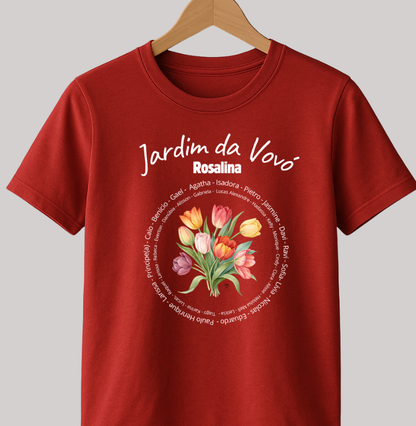 Camiseta Personalizada Jardim da Vovó, Bisavó Buquê de Flores