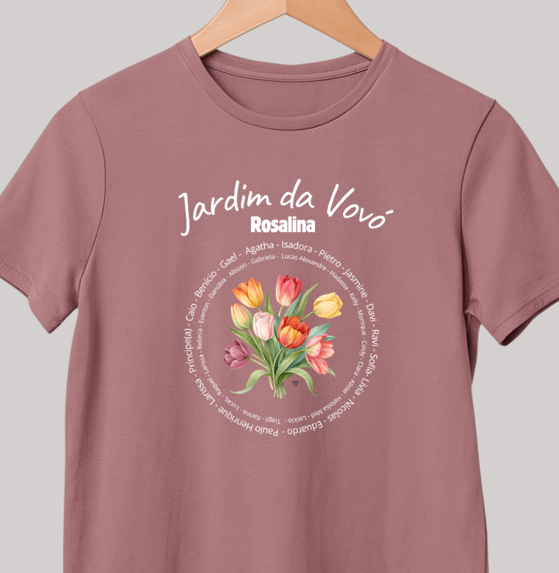 Camiseta Personalizada Jardim da Vovó, Bisavó Buquê de Flores