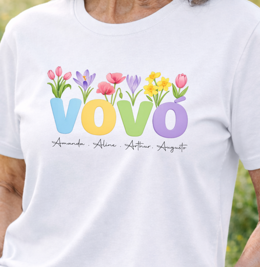 Camiseta Personalizada Vovó com Flores