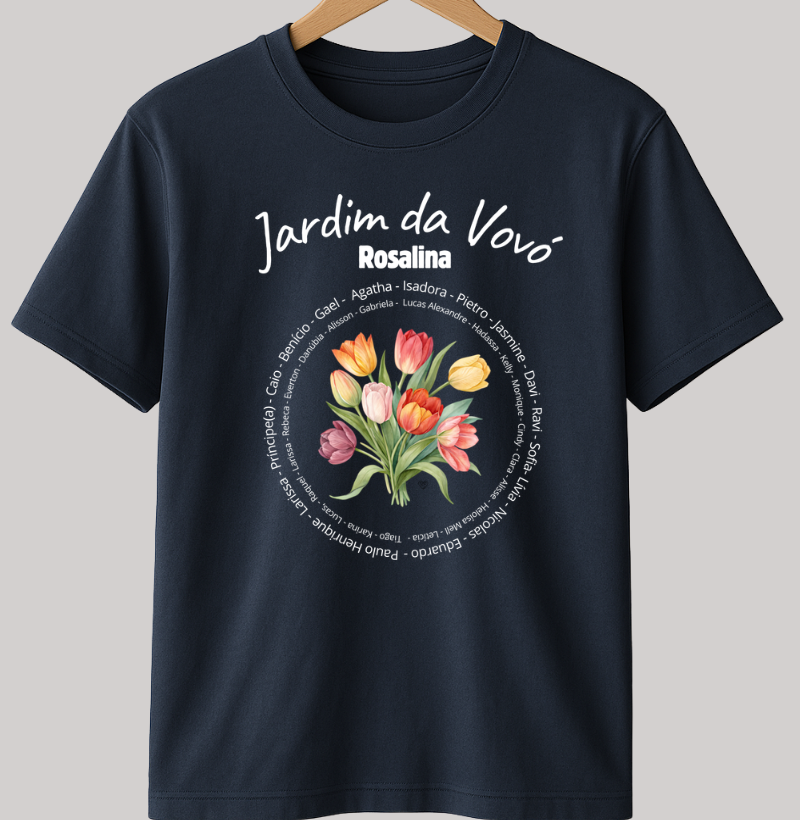 Camiseta Personalizada Jardim da Vovó, Bisavó Buquê de Flores