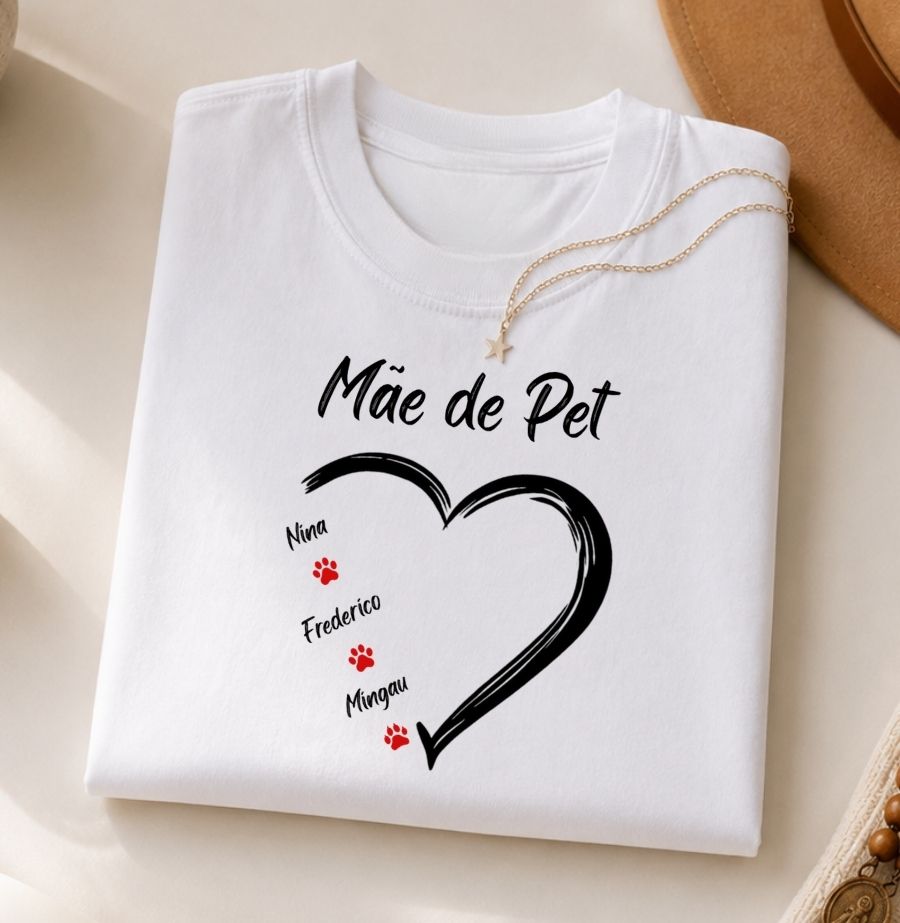 Camiseta Personalizada Mãe de Pet Coração