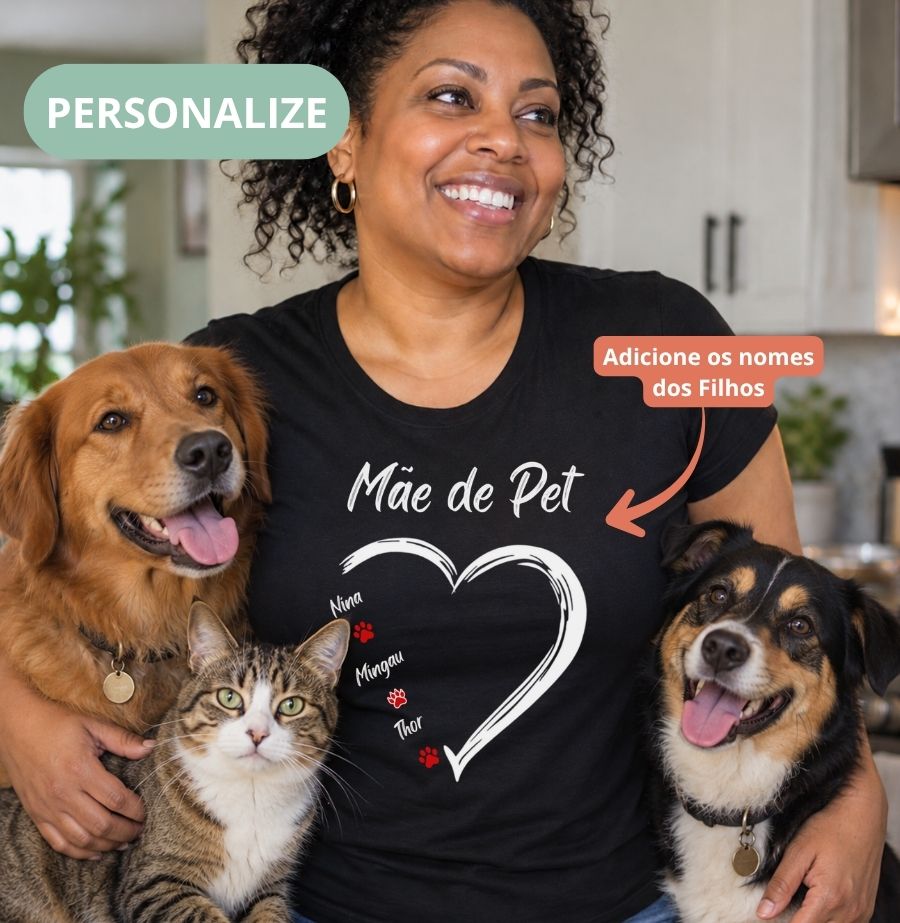 Camiseta Personalizada Mãe de Pet Coração