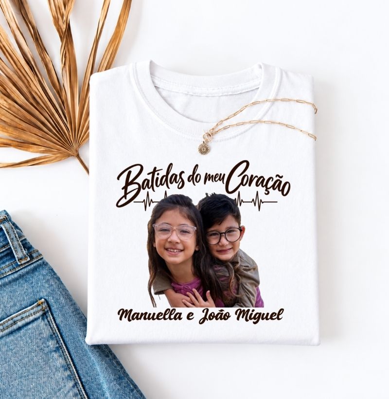 Camiseta Personalizada Batidas do meu coração com foto