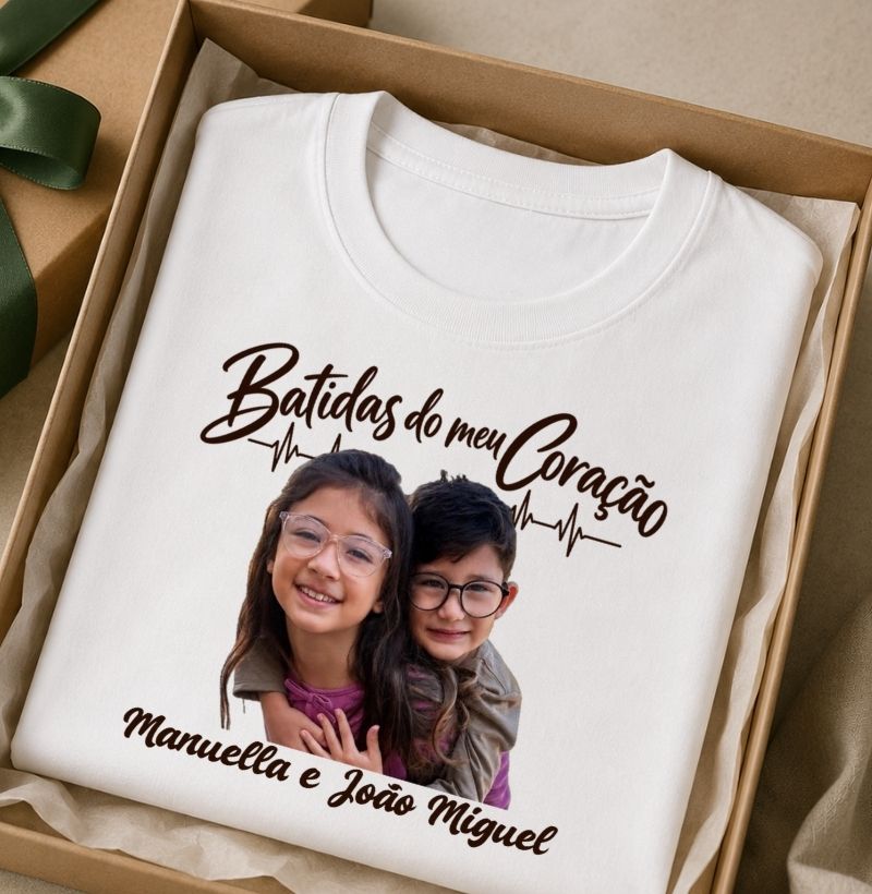 Camiseta Personalizada Batidas do meu coração com foto
