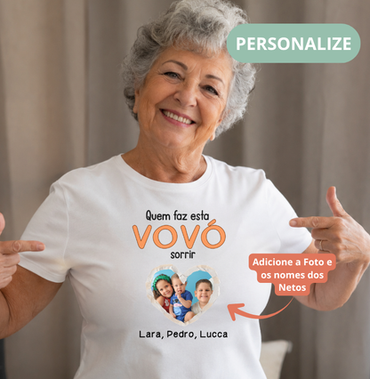 Camiseta Personalizada Quem faz sorrir foto de coração
