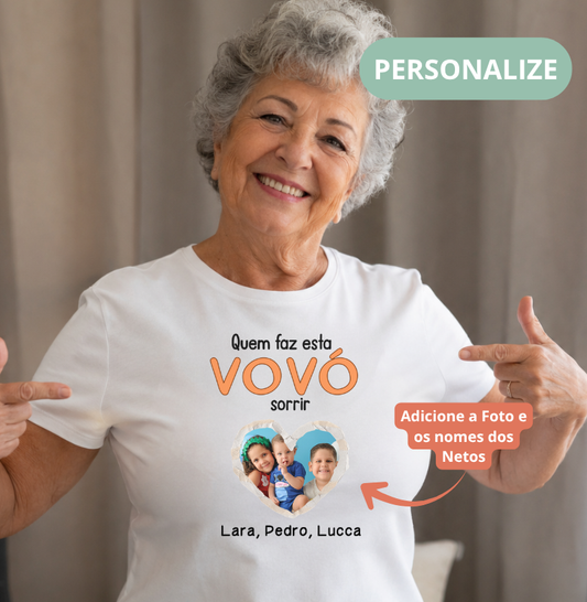 Camiseta Personalizada Quem faz sorrir foto de coração