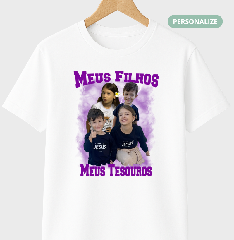 Camiseta Bootleg Personalizada  Meus Filhos com fotos