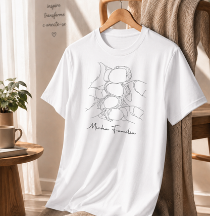 Camiseta Personalizado foto em desenho Line Art