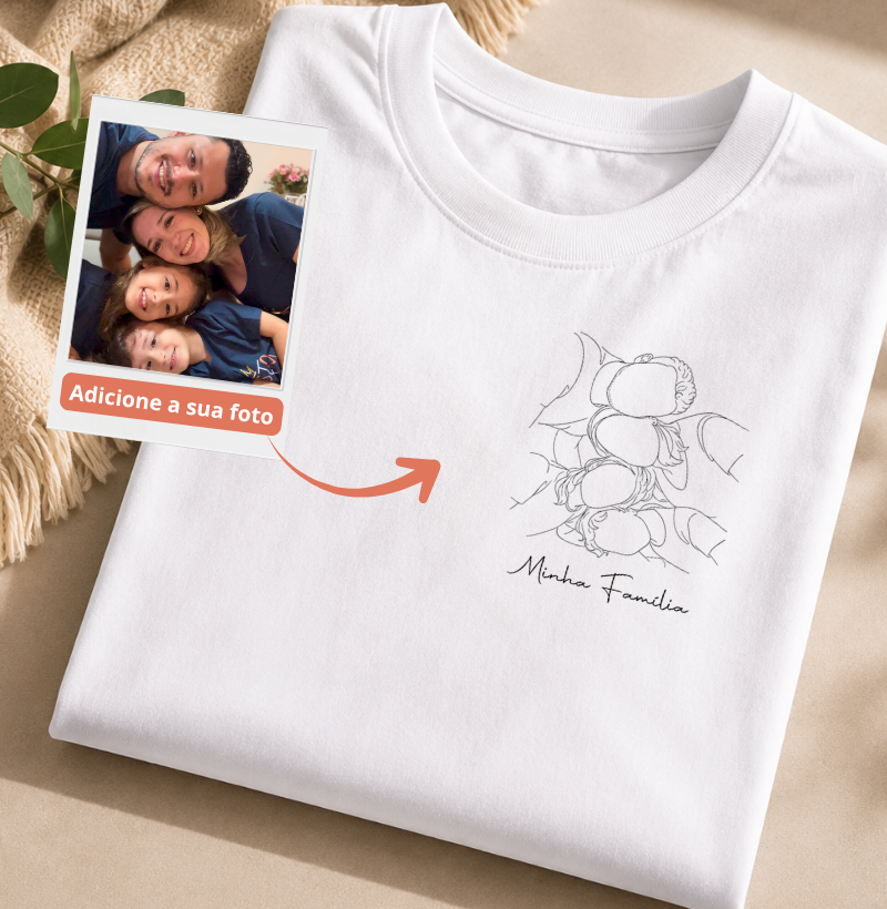 Camiseta Personalizado foto em desenho Line Art