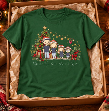 Camiseta Personalizada Natal Família e Desenho