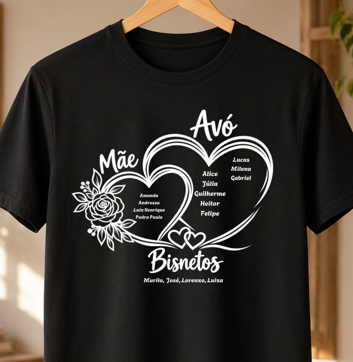 Camiseta Personalizada Mãe Avó e Bisavó coração