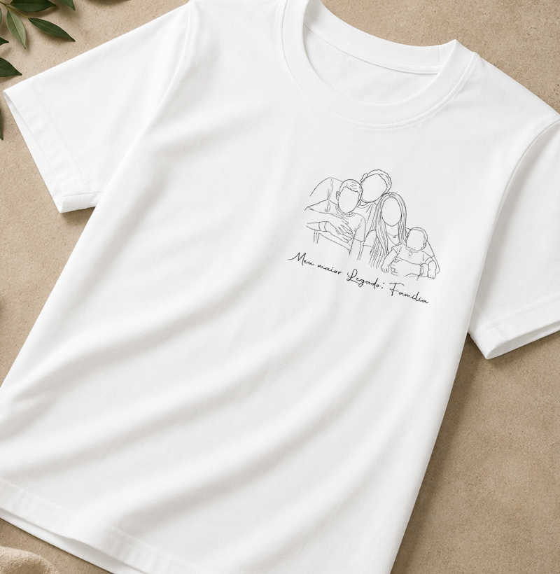Camiseta personalizada foto desenho minimalista