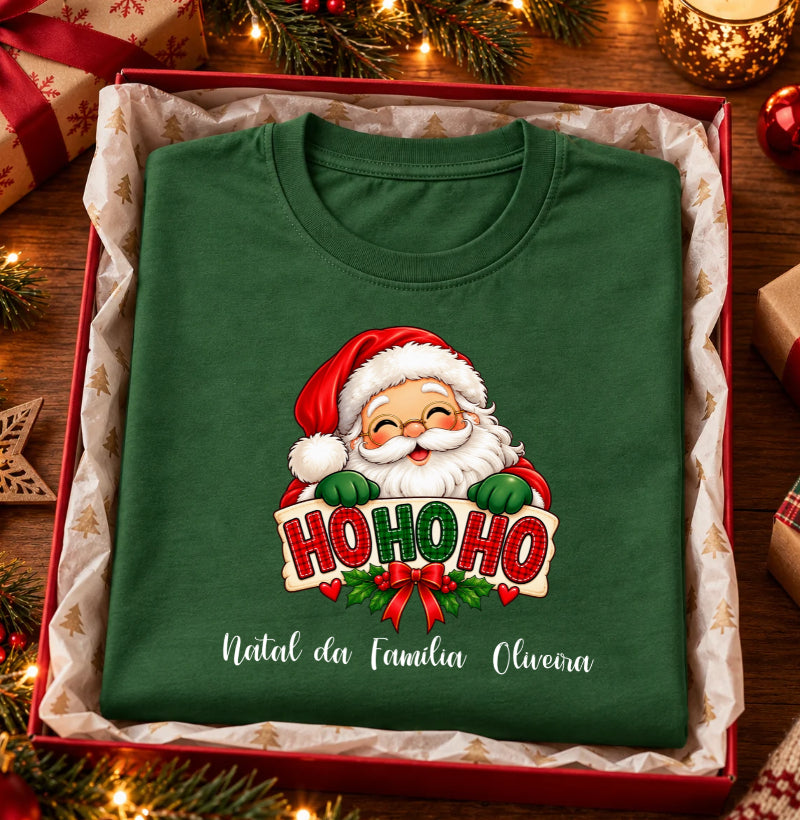 Camiseta Personalizada Natal da familia com papai noel