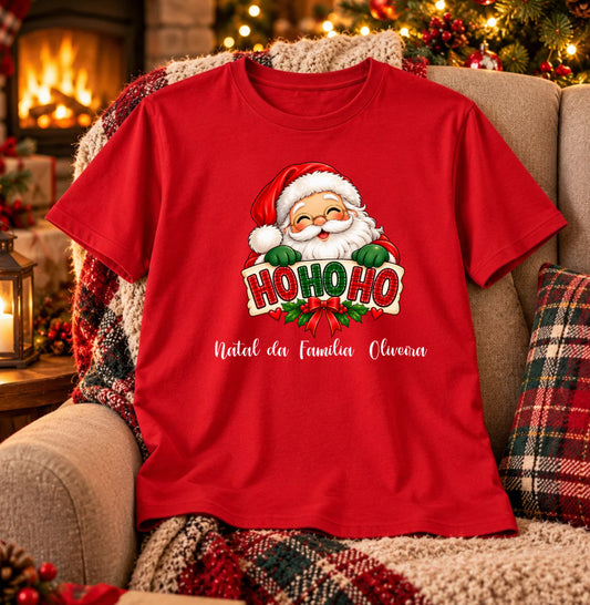 Camiseta Personalizada Natal da familia com papai noel
