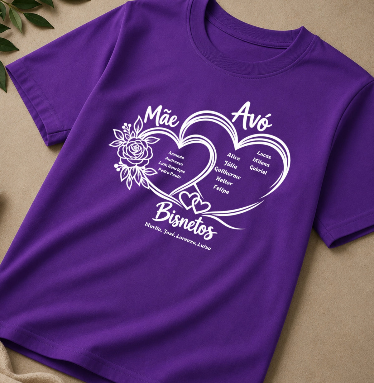 Camiseta Personalizada Mãe Avó e Bisavó coração