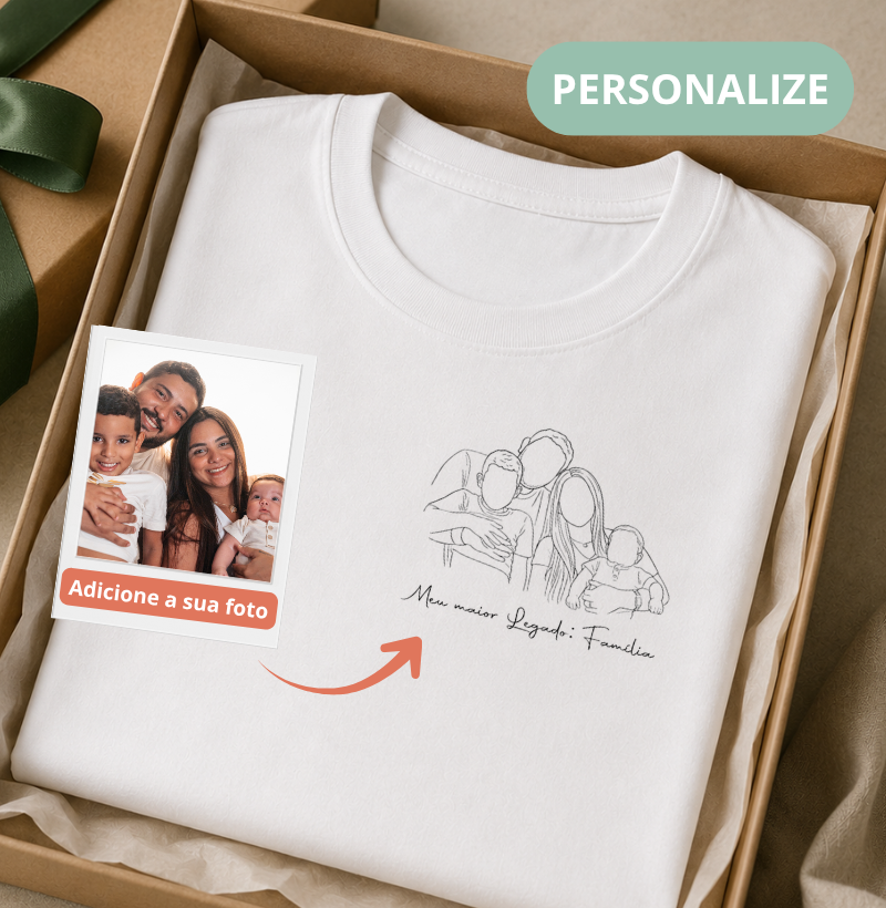 Camiseta personalizada foto desenho minimalista
