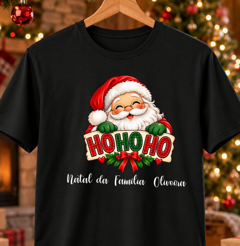 Camiseta Personalizada Natal da familia com papai noel