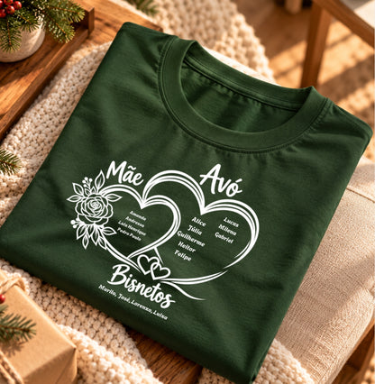 Camiseta Personalizada Mãe Avó e Bisavó coração