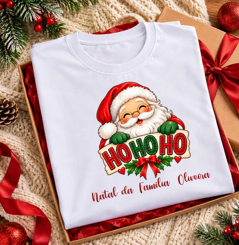 Camiseta Personalizada Natal da familia com papai noel
