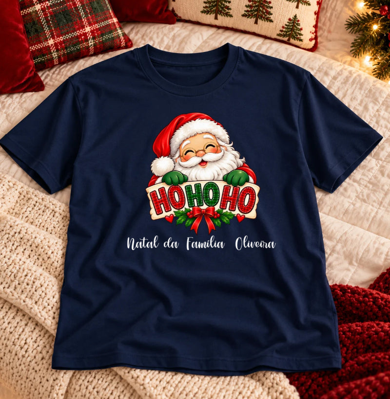Camiseta Personalizada Natal da familia com papai noel