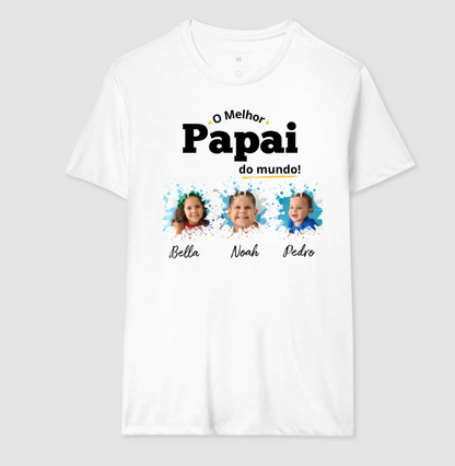 Camiseta Personalizada Melhor Papai do Mundo mini fotos