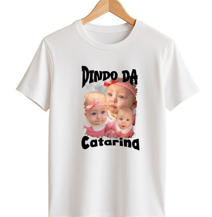 Camiseta Bootleg Personalizada Dinda(o) - com fotos