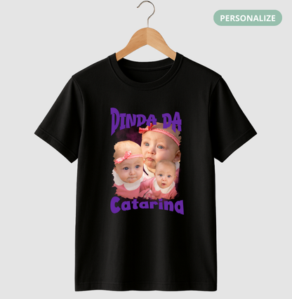 Camiseta Bootleg Personalizada Dinda(o) - com fotos