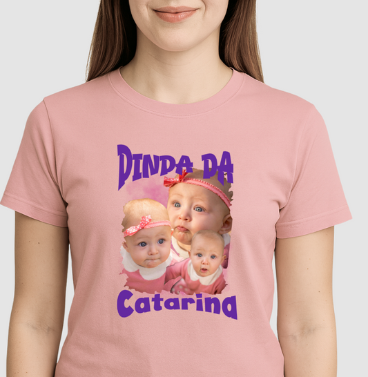 Camiseta Bootleg Personalizada Dinda(o) - com fotos