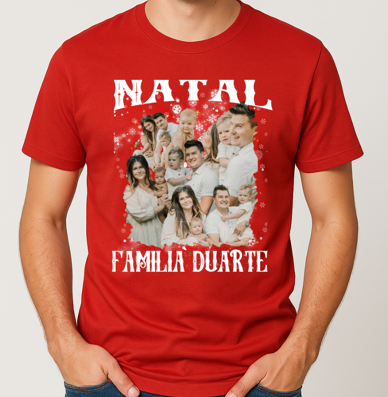Camiseta Bootleg Personalizada Nossa Família Natal