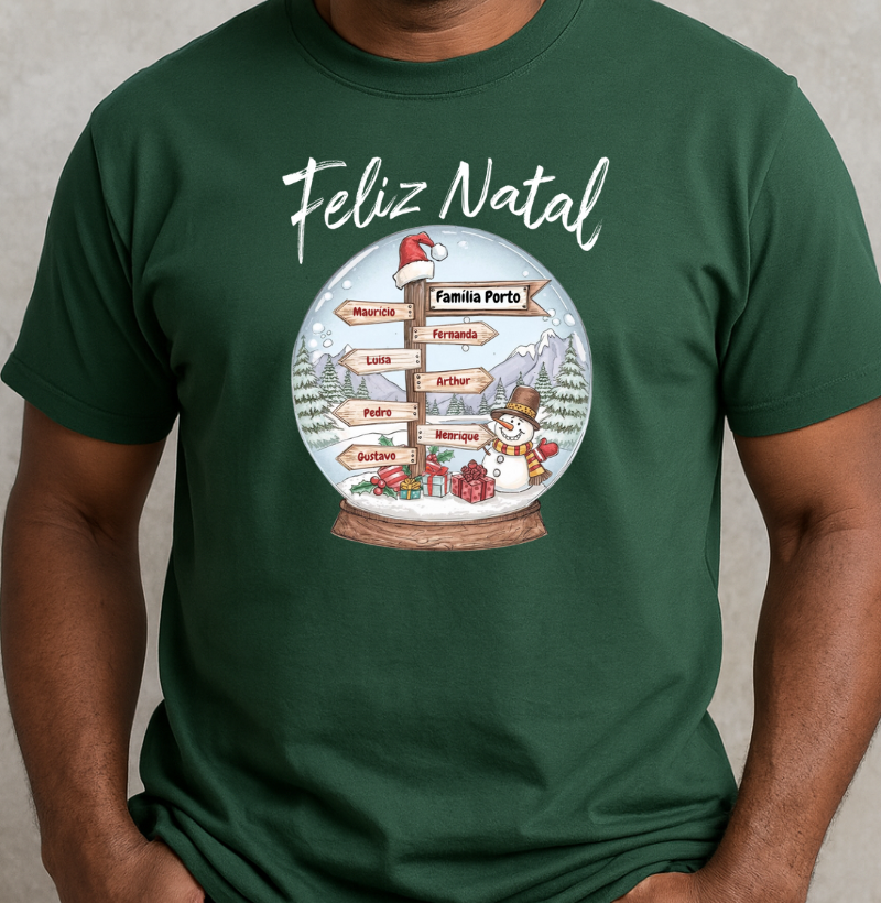 Camiseta Personalizada Globo de Neve Natal