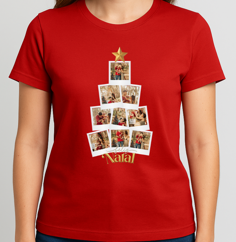 Camiseta Personalizada Árvore de Natal com Fotos