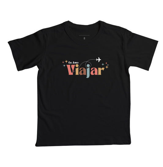 Camiseta Infantil Eu amo viajar 2