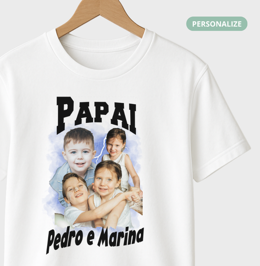 Camiseta Bootleg Personalizada - Papai e Filhos