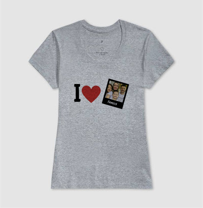Camiseta Familia - I Love + Foto Retrô