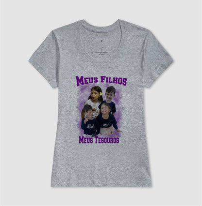 Camiseta Bootleg Personalizada - Meus Tesouros Com fotos