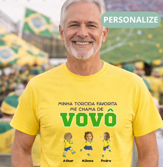 Camiseta Personalizada Vovô/Vovó Minha torcida favorita - Copa do Mundo