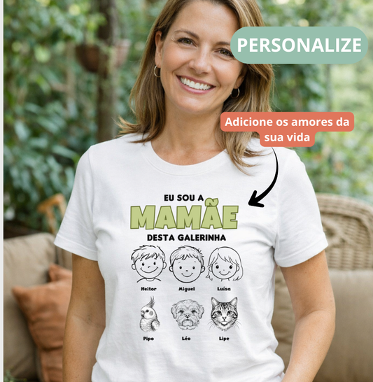 Camiseta Personalizada  Mamãe desta galerinha Filhos e Pets