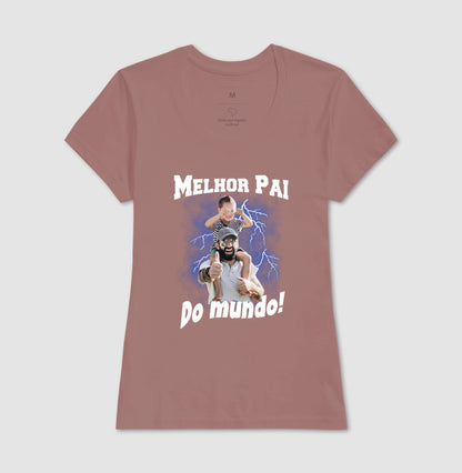 Camiseta Bootleg Personalizada - Melhor Pai do Mundo com fotos