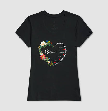 Camiseta Personalizada Bisavó Coração Floral