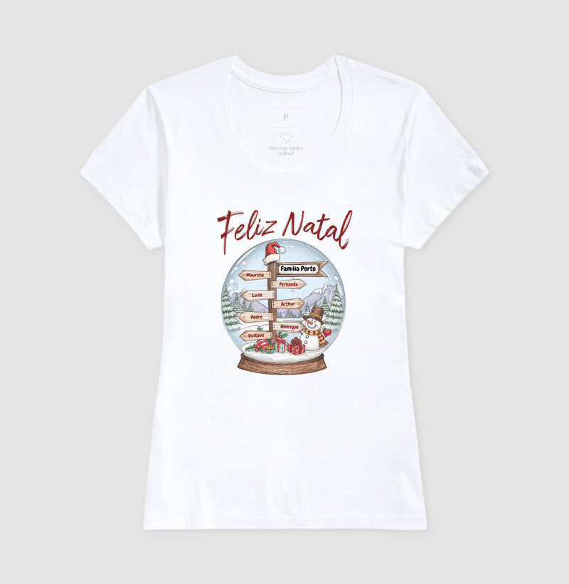 Camiseta Personalizada Globo de Neve Natal