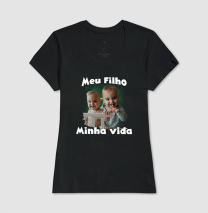 Camiseta Bootleg Personalizada Mãe Meus Filhos com fotos