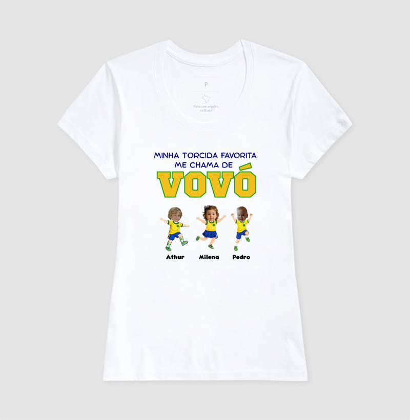 Camiseta Personalizada Vovó/Vovô Minha torcida favorita - Copa do Mundo