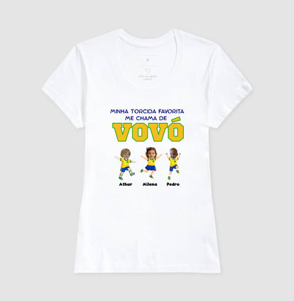 Camiseta Personalizada Vovó/Vovô Minha torcida favorita - Copa do Mundo