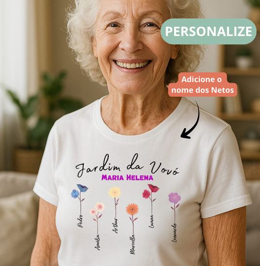 Camiseta Personalizada Jardim da Vovó 100% Algodão