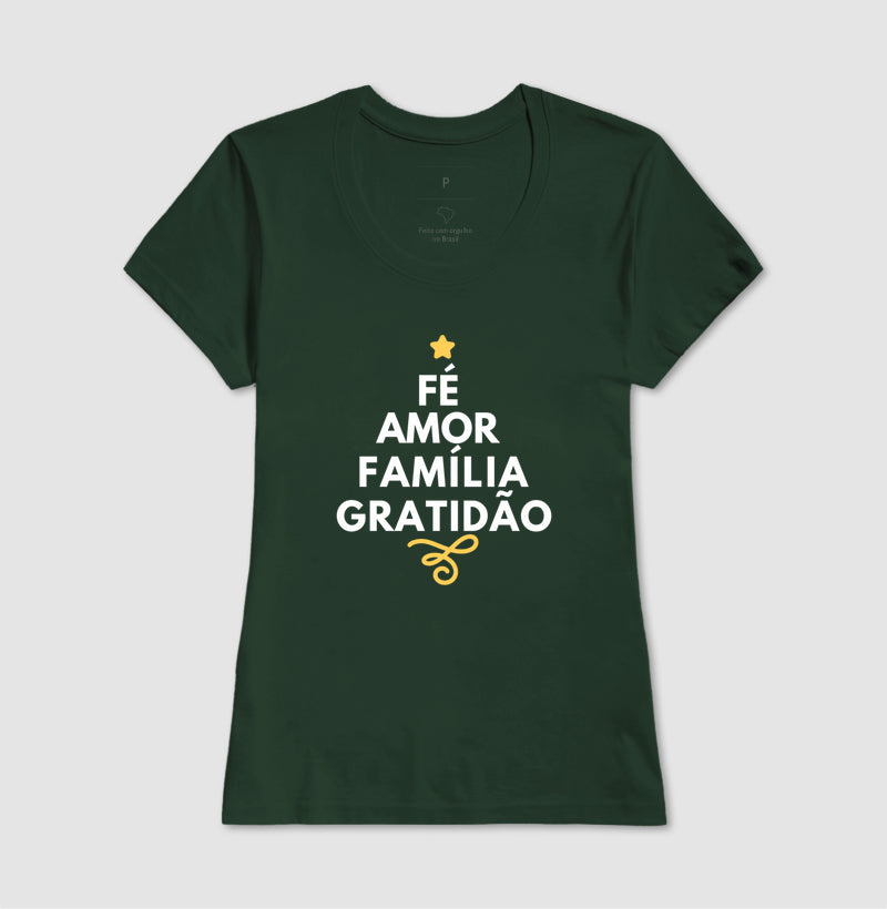 Camiseta Natal Fé, amor, família e Gratidão
